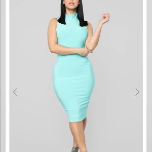 Teal Body Con Midi Dress